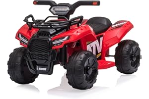 LIUFASHI Quad per bambini, ATV, 6 V, auto elettrica per bambini, quad, con luce frontale a LED, MP3, USB, controllo del volume e sedile grande, guida elettrica su giocattoli, 1-3 anni (rosso)