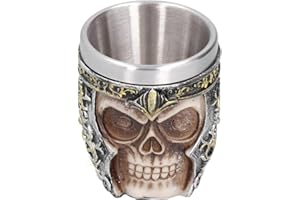 PILIPANE Crâne De Guerrier Viking,Tasse à Bière En Acier Inoxydable Avec Tête De Mort, Chope, Crâne Médiéval, Tasse à Verres, Décor Gothique Nordique, Cadeau De Festival Viking Pour Café/boisson 4.2 Oz.