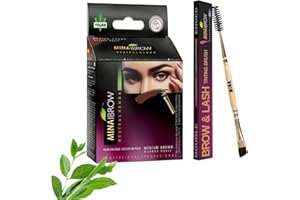 MinaiBrow Henna Medium Brown Tint Kit with Duo Angled Brush | Natural Spot Coloring Brow Tint Powder, Water & Smudge Proof Brow Dye | 100% Gray Coverage, 30 Applications, Vegan & Cruelty Free