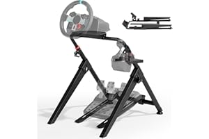 ARES WING Lenkradständer kompatibel mit Fanatec, Thrustmaster, Logitech, Moza, Racing Games on PS5, PS4, Xbox and PC, faltbares SIM Racing Cockpit, SIM Racing Lenkrad Ständer Schwarz