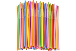 COREINT 100PCS Straws,Reusable Colorful Bendy Party Fancy Straws, Standard Size Straws for Party,Picnic Drinking