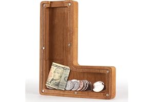 Lakpopya Hucha 23 * 20 * 3CM Letras Hucha Grande para Niños de Madera, Hucha Personalizada con Placa Acrílica Transparente, Regalos Creativos para Cumpleaños/Festival/Decoración/Memoria (L)