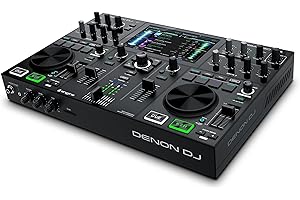 Denon DJ PRIME GO Consola Smart DJ con 2 Decks, Sistema DJ Portátil con Streaming por Wifi, Pantalla Táctil HD de 7’’ y Batería Recargable, Negro