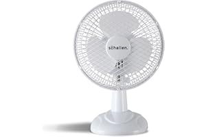 Schallen 6" Small Electric Modern Portable Air Cooling Fan with Tilt Feature for PC, Worktop, Desk, Office, Home & Travel Use (White)
