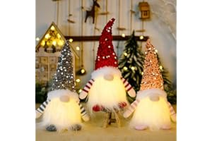‎ACAREY ACAREY Christmas Decoration Pack of 3 Christmas Decoration Gnome with Light, Christmas Gnome Plush Christmas Decoration American with LED Christmas Figure Illuminated Gnome for Christmas Decoration