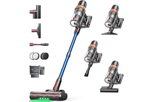 ‎INTETURE Akku Staubsauger 600W/50KPA/65Min,Selbststehender Staubsauger Kabellos mit Matratzenreinigungsbürste,Automatikmodus,Wandladestation,Duftfunktion,Mehrstufige Filtration für Teppiche/Hartböden/Auto