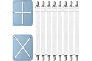 Weysoo Bettlakenspanner Verstellbar, 8 Stück Elastische Bettlaken Spanner, 55-250cm Bettlaken Spanngurte mit Metallclips, Hält Bettwäsche Matratzenschoner Tischdecken und andere Stoffe sicher fixiert