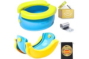 RIVERMUM® Orinal Portatil niños plegable, Orinal Portatil Banana, WC Portatil Niños, Plegable y Divertido, Ideal para Casa, Coche o Viajes, incluye 20 Bolsas, Cacalendario y Bolsa transporte (AZUL)