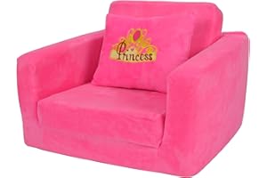 Mondial Toys Poltroncina Letto per Bambini Soffice Poltrona Rilassante Morbida in Peluche con Cuscino Rosa