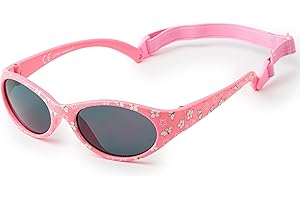 Kiddus Occhiali da Sole per Bambini e Bambine. Da 2 anni. In Gomma Flessibile. Elastico Regolabile e Rimovibile. Protezione 100% UV400