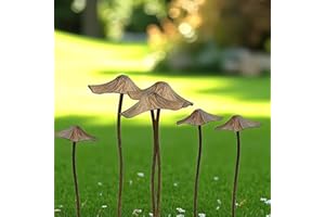 JACKANNA Pilze Deko Herbst Deko Outdoor Draußen Gartenstecker Rost Pilz, Gartendekoration Plugin Metall Wetterfest, Pilz-gartenornamente, Rasendekoration, Erdspieß für Blumenbeet (6 Stück)