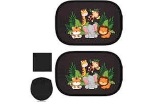 DOYUKY 2 Piezas Parasol Coche Bebe, Parasol para Coche con Protección UV, Cortinillas Laterales Coche con Lindos Motivos de Animales, Protector Solar para la Mayoría de los Vehículos