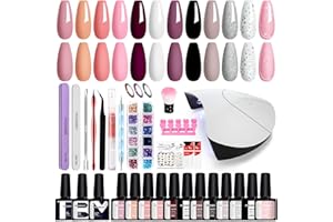 Phoenixy Kit Manicura Semipermanente 12 Colores Uñas Semipermanentes Kit Completo con U V/LED Lámpara Herramientas de Manicura