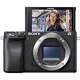 Sony Alpha 6400 E-Mount Systemkamera (24 Megapixel, 4K Video, 180° Klapp-Display, 0.02 Sek. Echtzeit-Autofokus mit 425 Kontrast AF-Punkten, XGA OLED Sucher, nur Gehäuse) schwarz