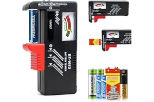 KAWAOLOGY Tester batterie, controllo batterie universale per batterie a bottone AA/AAA/C/D / 9 V / 1,5 V