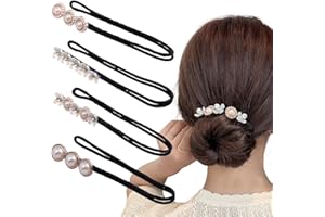 VQEOEOT 4 Stück Magischer Haarknoten, Perle Blumen Haar Dutt Maker, Damen Donut Hair Bun Maker Haarnadel Haarknoten Maker Haarhalter Haar Styling Werkzeug, für Kinder Mädchen Frauen