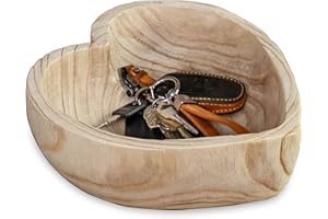 Hanobe Decorative Dough Wood Bowl: Large Heart Shaped Bowls for Decor Wooden Bowl for Table Centerpiece, Natural