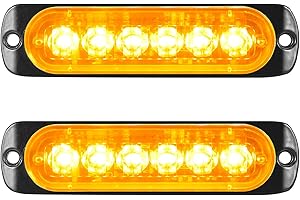 RIGIDON 2 Pcs Ultra Thin 6 LED Luci di Emergenza Ambra Hazard Lampeggiante luce Stroboscopica 12V 24V lampada di emergenza impermeabile per 4x4 Car Truck Camion Trailer Camper Moto Furgone