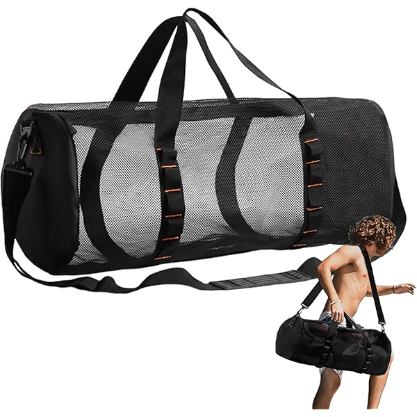 Sac De Plongée De Plage – Sac Fourre-tout Cylindrique En Maille Extra Large, Organiseur De Voyage à Fermeture éclair | Sac Portable Pliable Imperméable Pour La Plongée Avec Tuba, La Pêche à