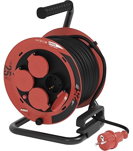 Kestek Kabeltrommel, Kabelrolle, 25m H05VV-F 3G1,5mm² – Verlängerungskabel mit 4-fach Steckdose, IP20, robust, ideal für den Innenbereich und Werkstätten | STABILO ...mehr als nur Baumarkt
