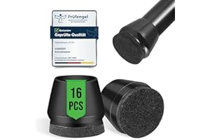 VABNEER Ochraniacze na nogi krzesła, 18–20 mm, 16 szt., okrągłe, czarne, silikonowe nakładki na nogi krzesła z filcowymi podkładkami, pokrowce na nóżki stołu do podłóg z twardego drewna