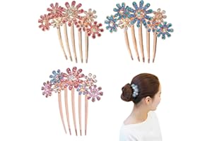 SWZY Strass Pettine per Capelli, 3 Pezzi Fiori Pettinini Fermacapelli Fermaglio Capelli Donna Elegante, Pettini per Capelli Artiglio con Strass, Brillantini Gioielli per Capelli per Donne e Ragazze
