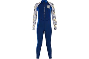 AIEOE Kids Wetsuit Full Length Boys Wetsuit Sun Protection Swimsuit One Piece Swimwear Quick Drying Beachwear Long Sleeve Bathing Suit with Zip, 2-10 Years