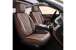 Doogo Housses de siège, Protections de siège de Voiture en Similicuir Respirant avec Grains en Relief, Ajustement Universel pour la Plupart des Voitures, berlines, SUV et camions, Le Brun