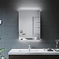 ELEGANT Illuminated Bathroom Mirror Cabinet with Lights and Shaver Socket Wall Mounted LED Bathroom Mirror with Shelf 500mm