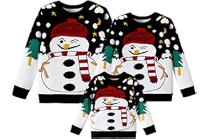 IFFEI Świąteczny sweter rodzinny, okrągły dekolt, zabawny sweter świąteczny dla kobiet, mężczyzn, dzieci