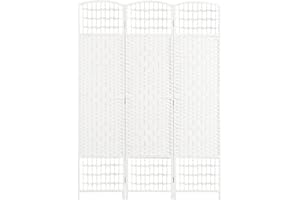 HOMCOM Biombo Separador de Ambientes de 3 Paneles 120x170 cm Divisor de Habitación Plegable de Cuerda de Papel y Marco de Madera Decoración para Dormitorio Salón Blanco