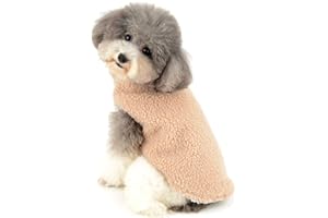 Ranphy Sherpa-Vlies Hunde Kleidung für Kleine Hunde Winter Aufgefüllte Haustier Mantel Weste Jacke Winddicht Kapuzenjacke Thermo Hundewelpen Yorkshire Terrier dackel Weihnachten kostüm Braun L