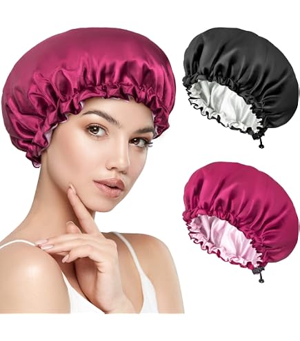 2 tappi di seta per dormire, in raso, per riccioli, in seta, per dormire, da donna, morbido, elegante, in seta, per dormire, regolabile, con elastico