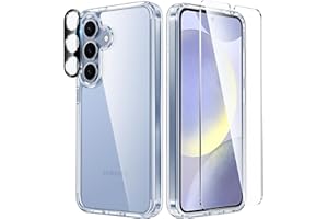FNTCASE Coque pour Samsung Galaxy S24: Case avec 1 Verre Trempé et 1 Caméra Protecteur [Coussin d'air Intégré] Antichoc Antirayures Bumper Protection Housse Transparente