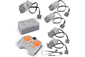 AUEJACKY Set de Power Functions, Juego de 8 Piezas de Motor Eléctrico para Juguetes, Accesorio de Power Function con Motor, Control Remoto, Caja de Baterías, Servomotor, Cable de Extensión con Muchos