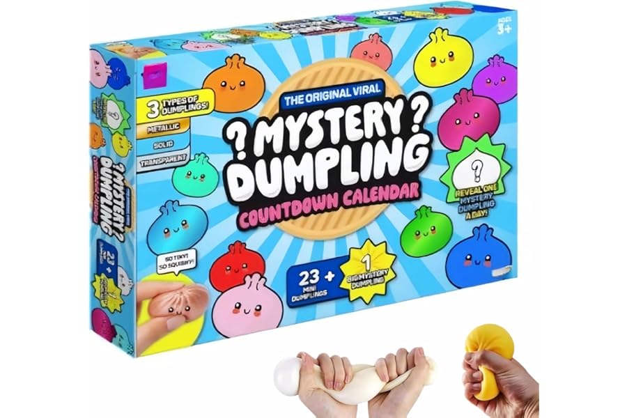 Dumpling Squishies Mystery Advent Countdown Calendar 2026, Bao Bun Mystery Advent Countdown Calendar With 24 PCS Random Surprise Dumpling Squishies, Stress Relief Sensory Fidget Dumpling Birthday Gift