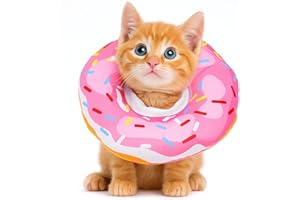 COMNICO Cat Cone Collar Soft, Adjustable Kitten Cones After Surgery Cat Recovery Collars Spay Cones to Stop Licking Cute Donut E Collar Pink Collars for Kittens