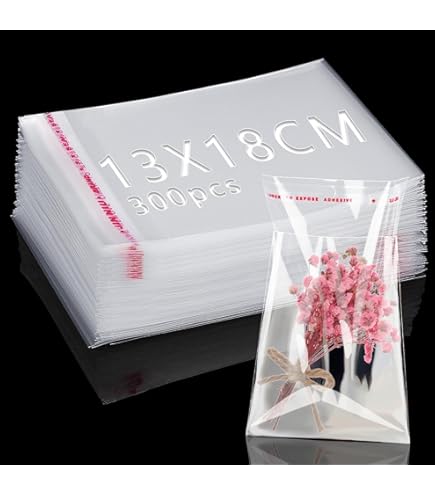 Sachets Cellophane Auto-Adhésifs 500Pcs 8X30Cm Transparents Sacs En Plastique Adhésifs Longs