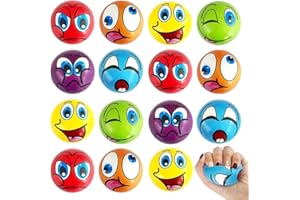 LOEPENLE 15Pcs Anti Stress Spielzeug Bälle,6CM Lustige Gesichter Softball,Mini Lächeln Gesicht Bälle,Mini Schaum Stressbälle,Verschiedene Emoticons Stressball,Antistressball Bälle Wutball für Kinder Erwachsene