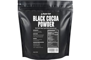 Black Cocoa Powder for Baking - 1kg Pouch | Intense Deep Black Dutch Processed Unsweetened Cocoa Powder | pH 8.8 (Zero Bitterness) with 10-12% Fat | Super Cal