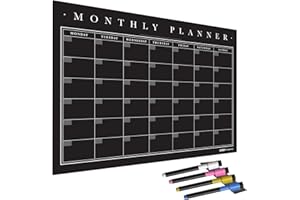 THE MAGNET SHOP WallTAC Planificador mensual de pared (594 x 420 mm) | Pizarra/Calendario adhesiva y reutilizable | 4 rotuladores de tiza líquida y borrador incluidos