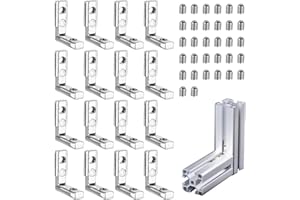 DMJJSD T-Nut Innenwinkel 16Stück 2020 M5 Eckverbinder mit 36 Schrauben Aluprofile Verbinder Nut 6 T Slot 90° L-Form Klammern Inneneckverbinder Profilverbinder Zinklegierung für Aluminiumprofil 20Serie