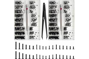 BIKASUN 1000 Pièces Kit de Vis de Réparation Minuscule Micro, 18 types M1.2 M1.4 M2 Micro Vis de Réparation, Kit d'Assortiment de Petites Vis avec Tournevis, petites vis, mini vis à métaux, Noir