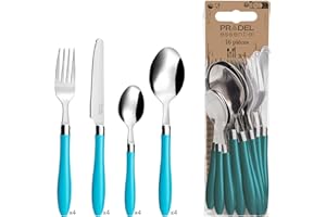 AMEFA PRADEL ESSENTIEL - Ménagère 16 couverts de table pour 4 personnes - Réglisse - Acier inoxydable 18/0, Finition Standard - Bleu Turquoise