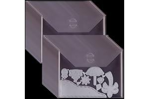 UOEO 30 Pieces Reusable Clear Plastic Envelopes Stamp and Die Storage Bags File Folders Loop Closure Receipt Storage Holder Poly Envelops for Receipt Coupon Scrapbooking Paper Card