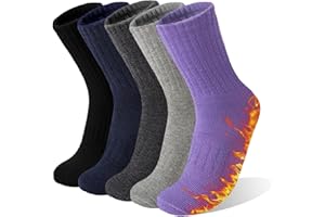 VoJoPi Womens Thermal Socks Warm Wool Hiking Walking Thick Cozy Ladies Boot Work Socks 5 Pairs,Uk 4-8