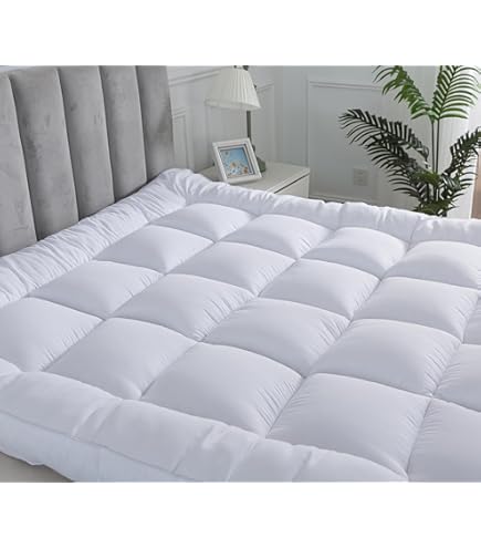 MightySoft Matrastopper - Extra dik & gewatteerde, pluizige en ademende microvezel bedtopper met duurzame en diepe elastische bandjes - wit (super kinging