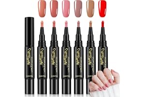 BUTBU 6 st nagellackspennor, UV-fria, snabbtorkande, 6 färger, nagelpennor för professionell manikyr, flickor och kvinnor, fö
