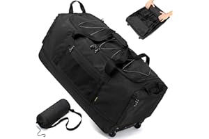 Laripwit Faltbare Reisetasche mit Rollen Groß XXL 130-170L Erweiterbare Wochenend Handgepäck Tasche mit Rädern Herren Damen Rolltasche mit Extra Volumen für Camping Urlaub 36''/90cm, Schwarz
