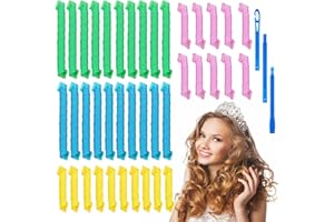 RANJIMA Rizos en Espiral, 40 Piezas Rizadores de Pelo Durante la Noche, 30 CM y 55 CM Rizadores de Pelo en Espira con Herramientas de Gancho de Peinado, Sin Rizadores de Calor para Cabello Largo/Corto